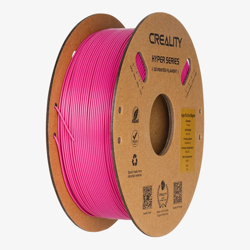 Spool of Creality Hyper Series PLA 1.75mm filament in Viva Magenta color