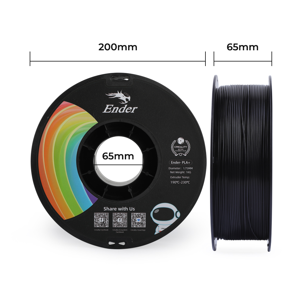 Creality Ender-PLA+ Black Filament 1.75mm 1KG - Image 3