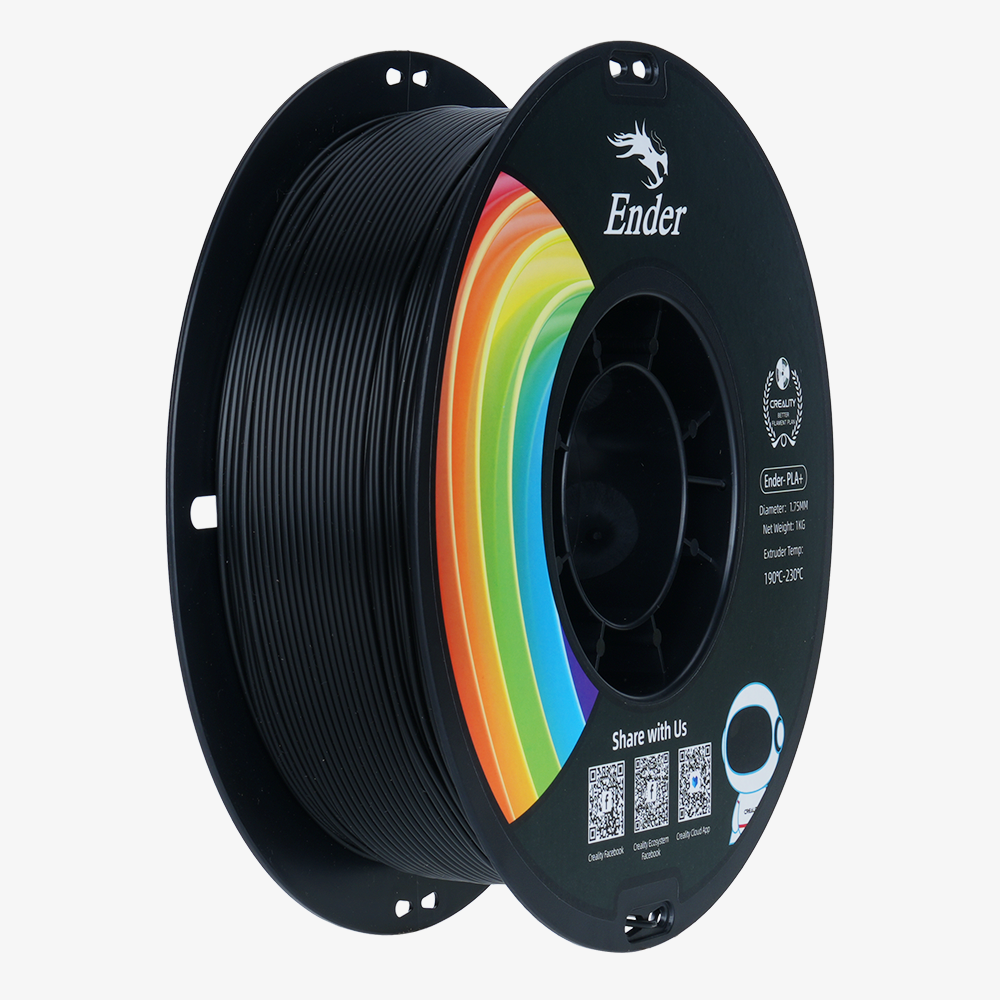 Spool of Creality Ender-PLA+ Black Filament 1.75mm 1KG for 3D printing