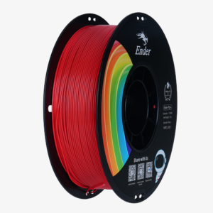 Spool of red Creality Ender-PLA+ 1.75mm 3D printer filament on a white background