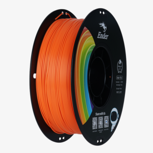 A spool of vibrant orange Creality Ender-PLA+ 1.75mm filament for 3D printing.