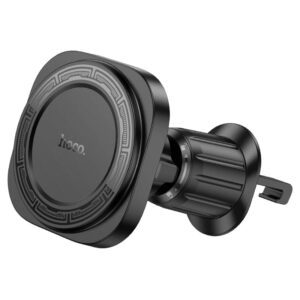A professional Hoco HN28 car charger display stand showcased on a retail counter.