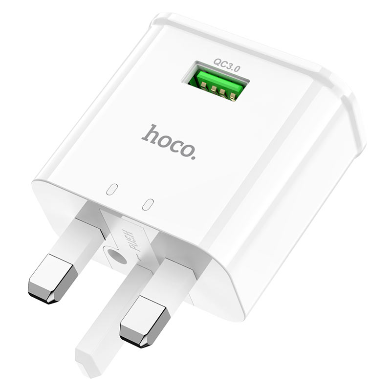Hoco C92B Starshine 18W Single Port QC3.0 Charger Set with Type-C Cable UK Plug - Image 2