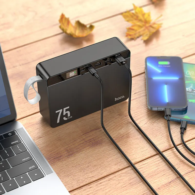 HOCO Power Bank with Display J94 Overlord 75000mAh 22.5W - Black - Image 3