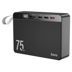 Black HOCO 75000mAh power bank with digital display and 22.5W fast charging capability