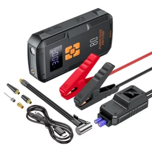 Black HOCO power bank with digital display and jump starter features