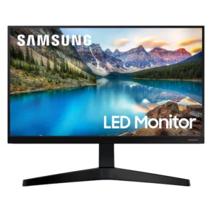 Samsung 24 inch gaming monitor displayed on a desk with a vibrant screen.