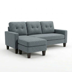 Koumo Corner Sofa Reversible With Ottoman Color: 5092-B-19 Dark Grey Model: KM-172157