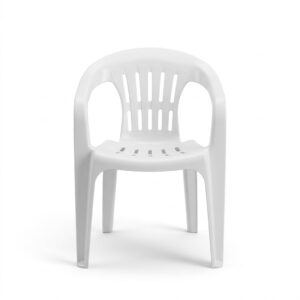 Plastic Chair with Armrest White featuring a sturdy ergonomic design for home or commercial use