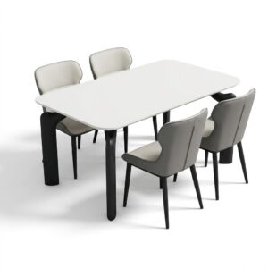 Marble Dining Table White With 4 Chairs Model: 872